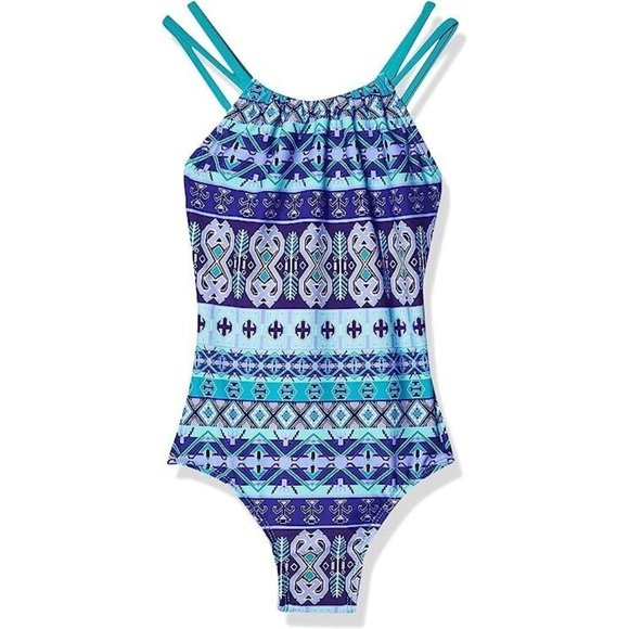 Kanu Surf Girls' Jasmine Beach Sport Halter One Piece Swimsuit, Mahina Purple 6 - Picture 1 of 5